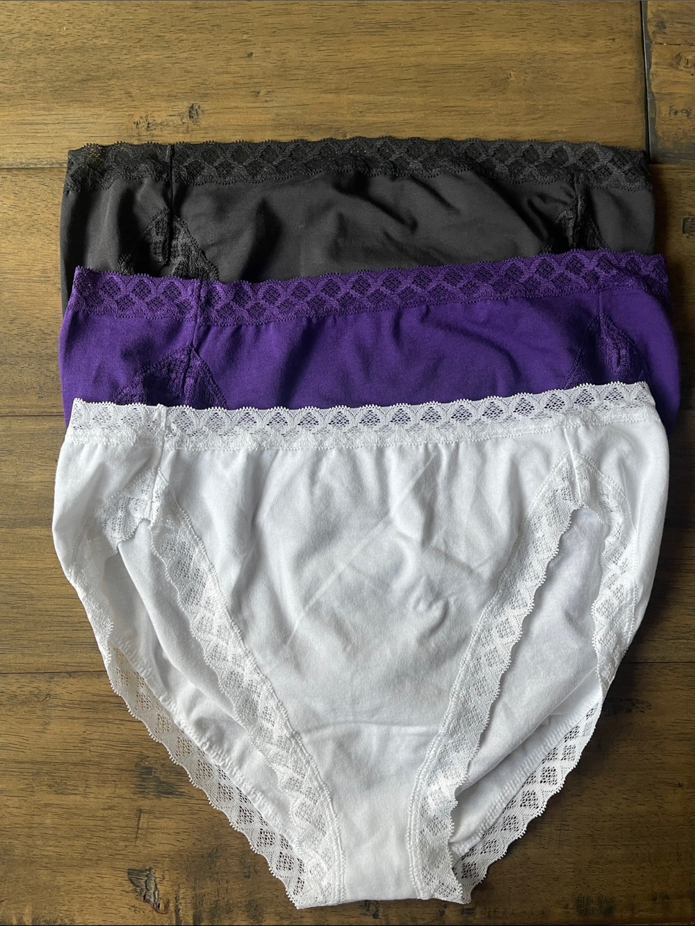 (3) Natori Bliss French Cut Brief Panties gray purple white
